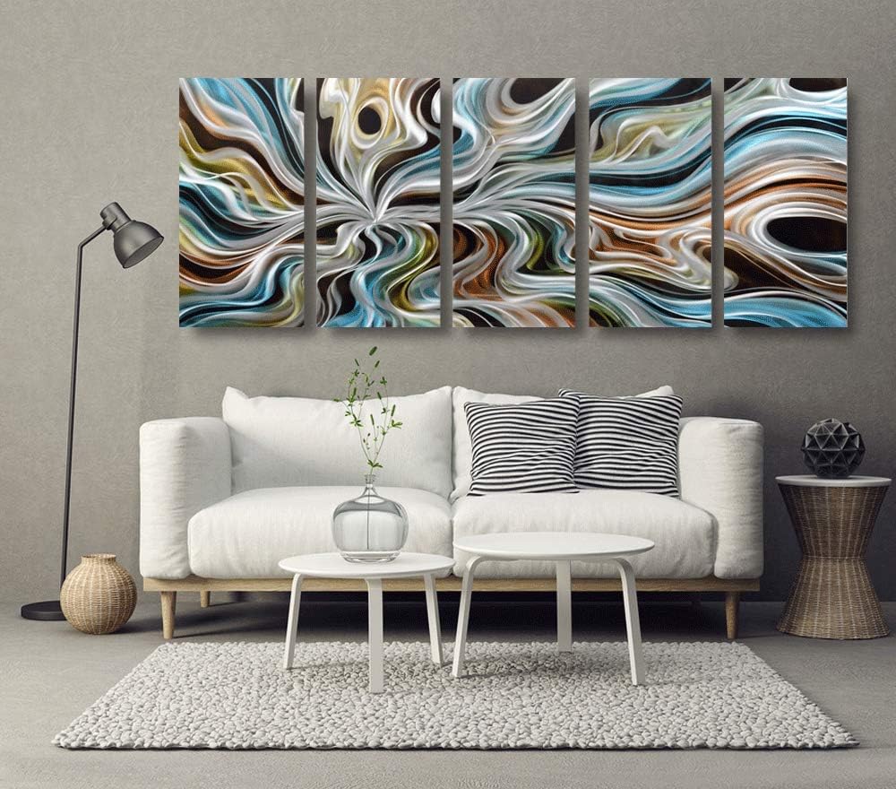 Yihui Arts Abstrct Colorful Metal Wall Art Handcrafted Sculpture Decor 3D Aluminum Art for Modern and Contemporary Home Living Room Bedroom Decor