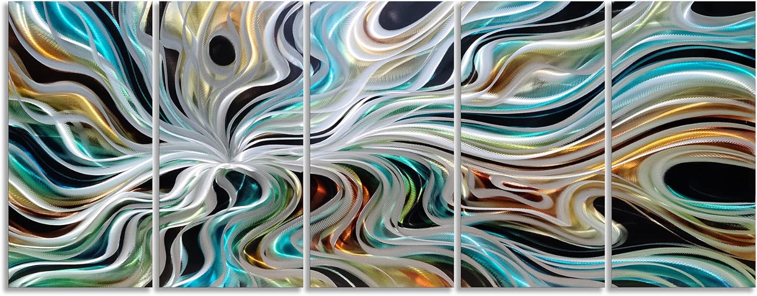 Yihui Arts Abstrct Colorful Metal Wall Art Handcrafted Sculpture Decor 3D Aluminum Art for Modern and Contemporary Home Living Room Bedroom Decor