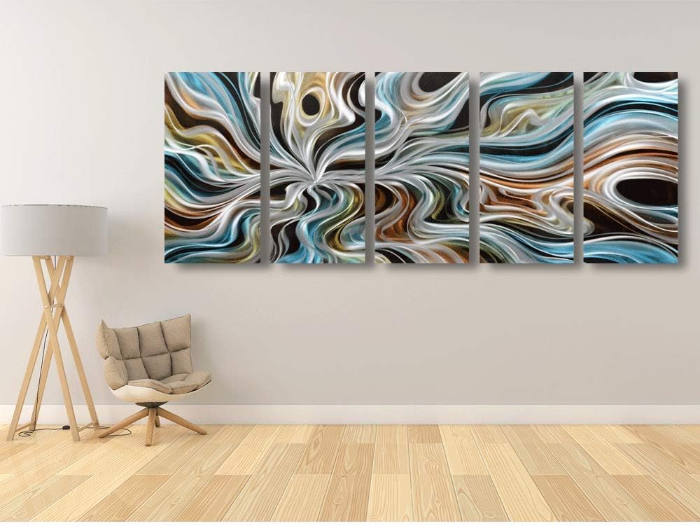 Yihui Arts Abstrct Colorful Metal Wall Art Handcrafted Sculpture Decor 3D Aluminum Art for Modern and Contemporary Home Living Room Bedroom Decor