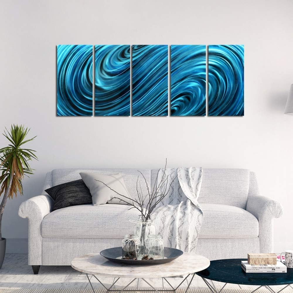 Yihui Arts Abstrct Colorful Metal Wall Art Handcrafted Sculpture Decor 3D Aluminum Art for Modern and Contemporary Home Living Room Bedroom Decor
