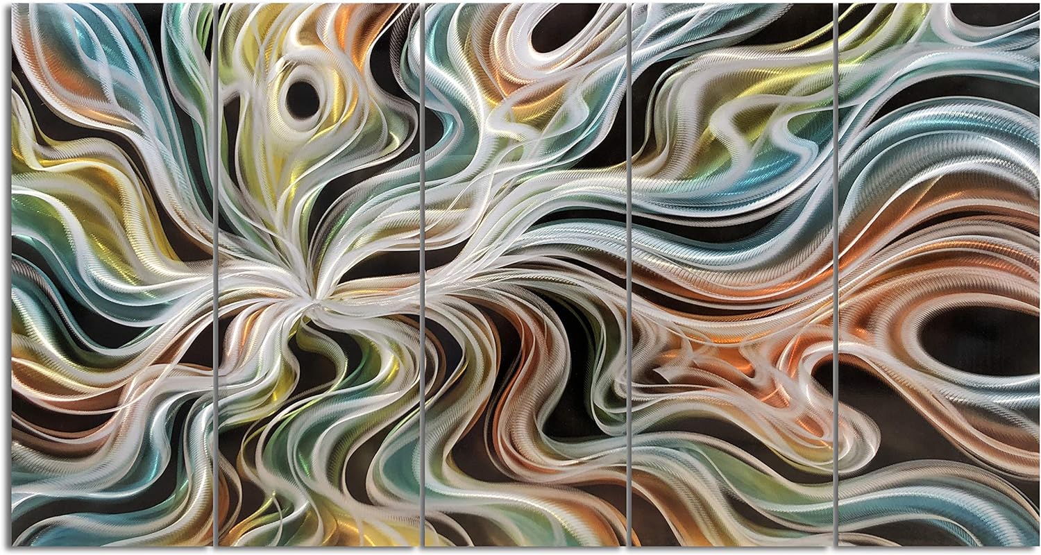 Yihui Arts Abstrct Colorful Metal Wall Art Handcrafted Sculpture Decor 3D Aluminum Art for Modern and Contemporary Home Living Room Bedroom Decor
