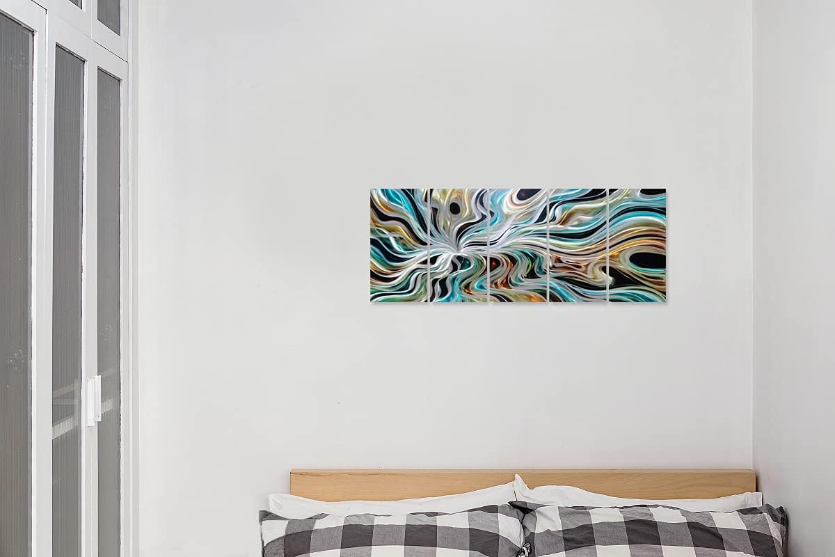Yihui Arts Abstrct Colorful Metal Wall Art Handcrafted Sculpture Decor 3D Aluminum Art for Modern and Contemporary Home Living Room Bedroom Decor