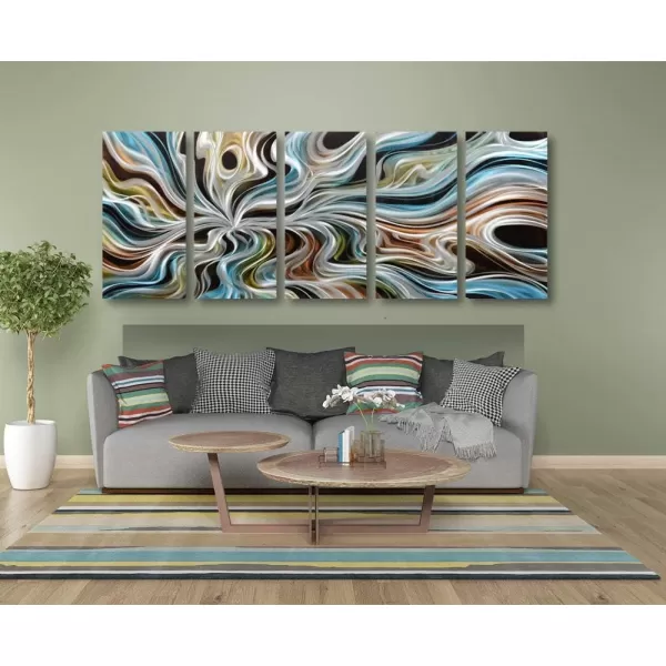 Yihui Arts Abstrct Colorful Metal Wall Art Handcrafted Sculpture Decor 3D Aluminum Art for Modern and Contemporary Home Living Room Bedroom Decor