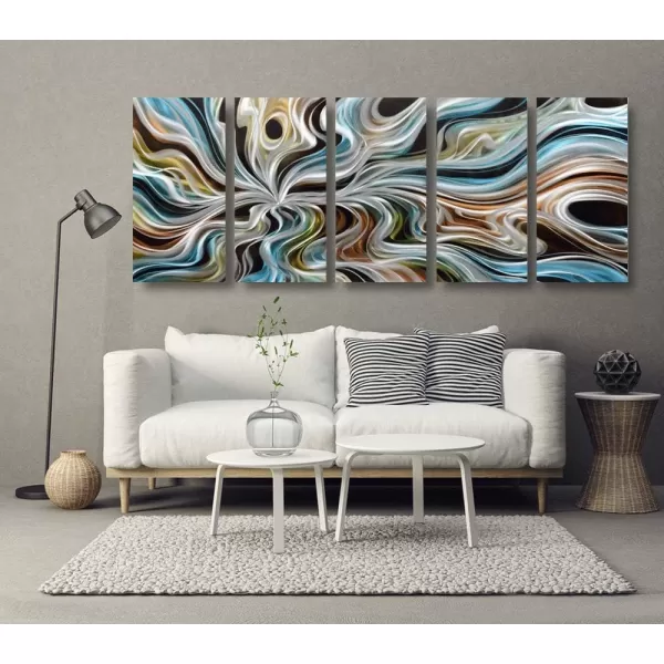 Yihui Arts Abstrct Colorful Metal Wall Art Handcrafted Sculpture Decor 3D Aluminum Art for Modern and Contemporary Home Living Room Bedroom Decor