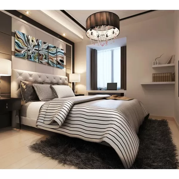Yihui Arts Abstrct Colorful Metal Wall Art Handcrafted Sculpture Decor 3D Aluminum Art for Modern and Contemporary Home Living Room Bedroom Decor