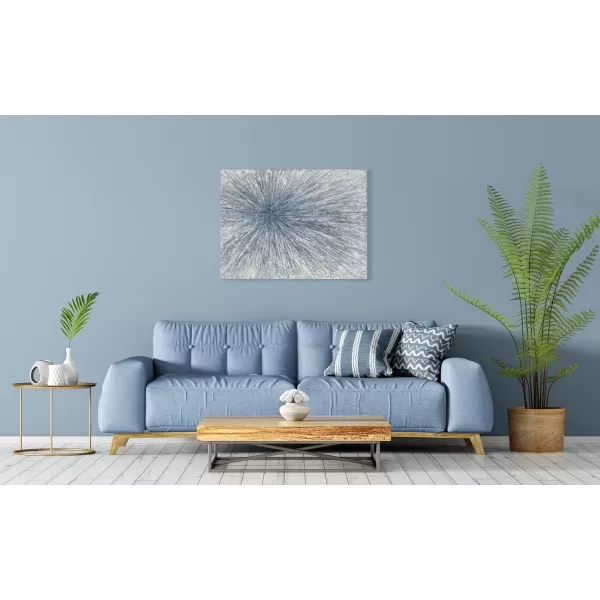 Yihui Arts Hand Painted Abstract Boho Sun Wall Art in Light Blue and White - Textured Painting for Living Room, Bedroom or Bathroom Decor - Picture-Perfect Artwork