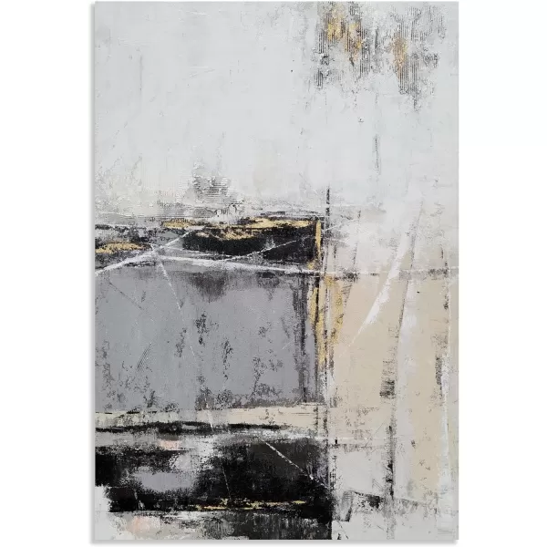 Yihui Arts Hand Painted Abstract Boho Sun Wall Art in Light Blue and White - Textured Painting for Living Room, Bedroom or Bathroom Decor - Picture-Perfect Artwork
