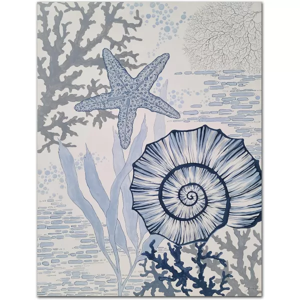 Yihui Arts Sea Turtle Wall Art Hand Painted Coastal Paintings Nautical Decor Blue and White Canvas Pictures Ocean Animal Posters for Living Room Bedroom Bathroom Decoration