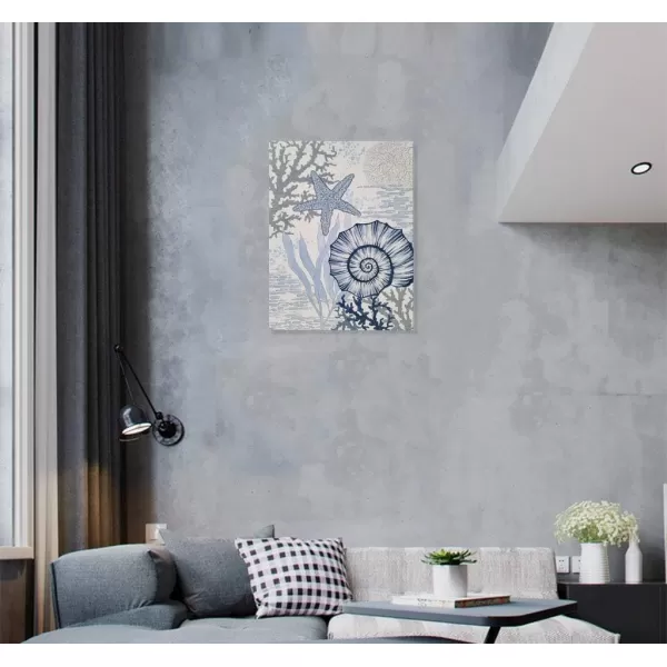 Yihui Arts Sea Turtle Wall Art Hand Painted Coastal Paintings Nautical Decor Blue and White Canvas Pictures Ocean Animal Posters for Living Room Bedroom Bathroom Decoration