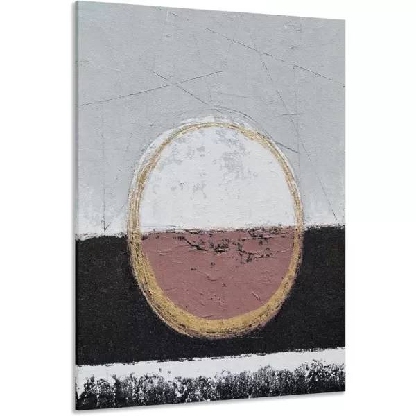 Yihui Arts Hand Painted Abstract Boho Sun Wall Art in Light Blue and White - Textured Painting for Living Room, Bedroom or Bathroom Decor - Picture-Perfect Artwork