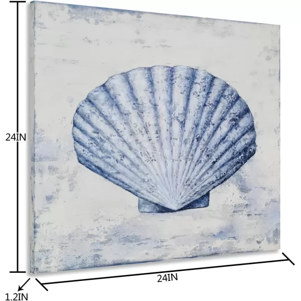 Yihui Arts Starfish Canvas Wall Art Hand Painted Blue And White Painting Pictures Coastal Artwork for Living Room Bathroom Bedroom Decor