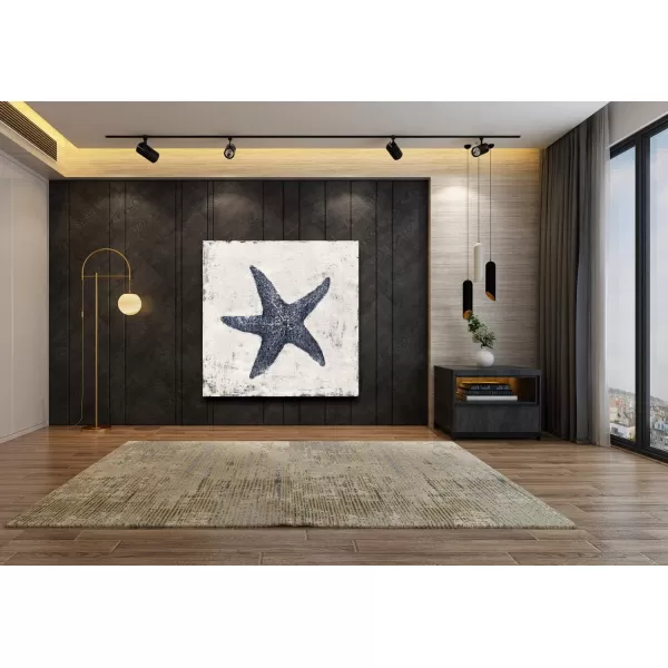 Yihui Arts Starfish Canvas Wall Art Hand Painted Blue And White Painting Pictures Coastal Artwork for Living Room Bathroom Bedroom Decor