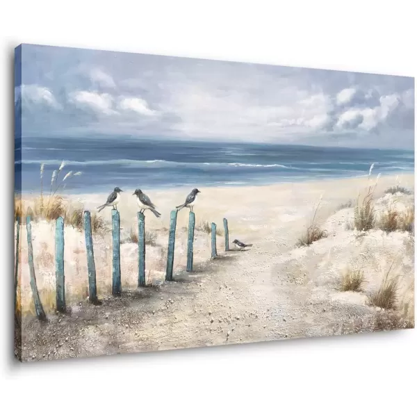 imageYihui Arts Beach Scene Canvas Wall Art Hand Painted Large Painitng Pictures Coastal Style Artwork for Living Room Bedroom Office DecorBeach