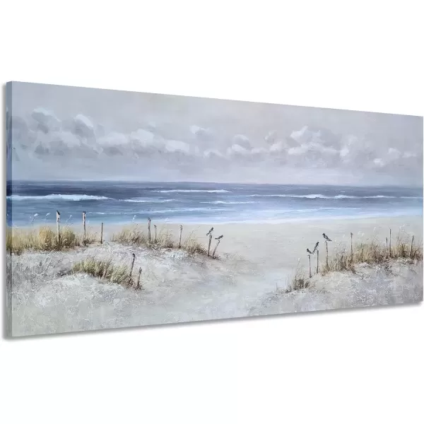 imageYihui Arts Beach Scene Canvas Wall Art Hand Painted Large Painitng Pictures Coastal Style Artwork for Living Room Bedroom Office DecorBlue Beach