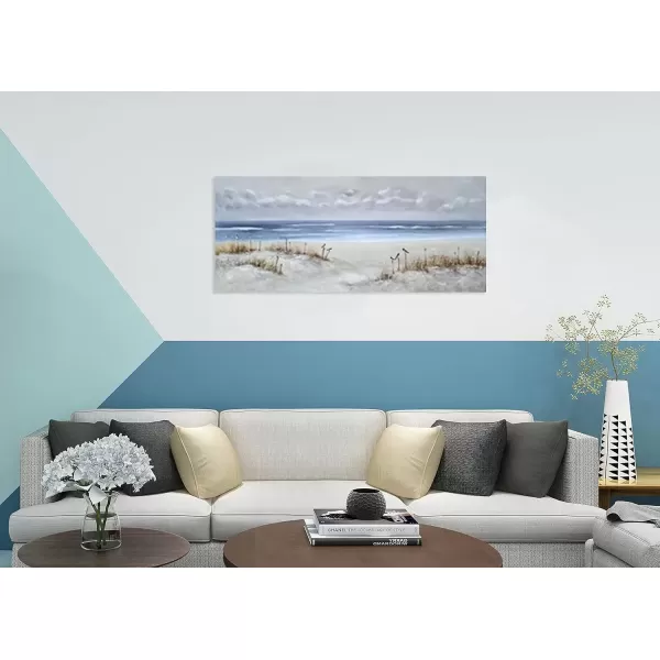 imageYihui Arts Beach Scene Canvas Wall Art Hand Painted Large Painitng Pictures Coastal Style Artwork for Living Room Bedroom Office DecorBlue Beach