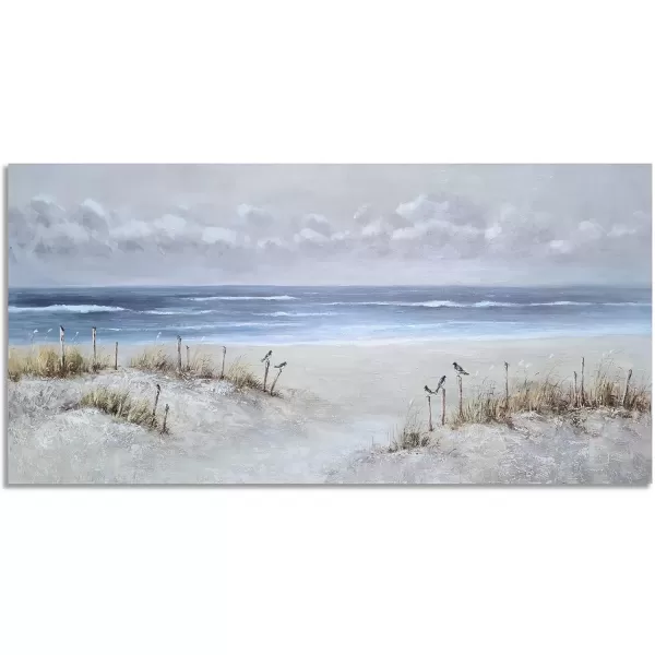 imageYihui Arts Beach Scene Canvas Wall Art Hand Painted Large Painitng Pictures Coastal Style Artwork for Living Room Bedroom Office DecorBlue Beach