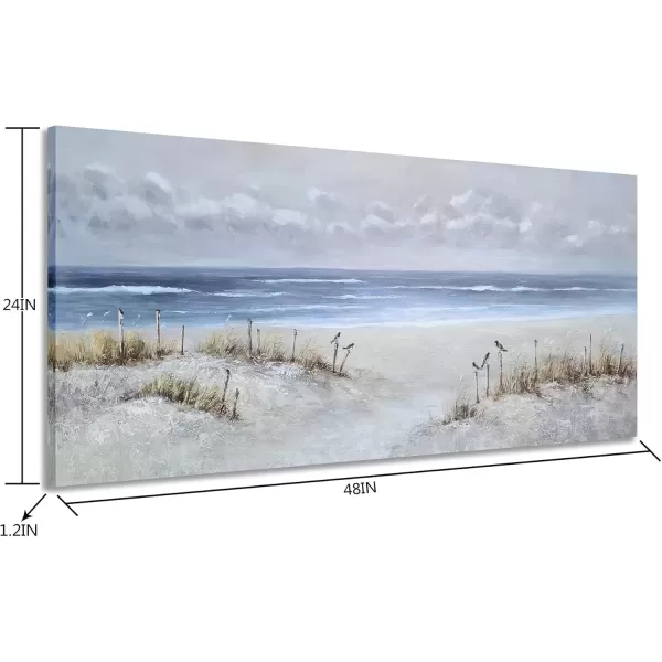 imageYihui Arts Beach Scene Canvas Wall Art Hand Painted Large Painitng Pictures Coastal Style Artwork for Living Room Bedroom Office DecorBlue Beach