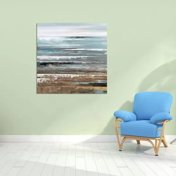 imageYihui Arts Blue Boat Canvas Wall Art  Abstract Ocean Painting with Textured  Rustic Beach Picture  Square Seascape Artwork for Living Room Bedroom Bathroom DecorAbstract Beach