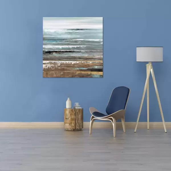 imageYihui Arts Blue Boat Canvas Wall Art  Abstract Ocean Painting with Textured  Rustic Beach Picture  Square Seascape Artwork for Living Room Bedroom Bathroom DecorAbstract Beach