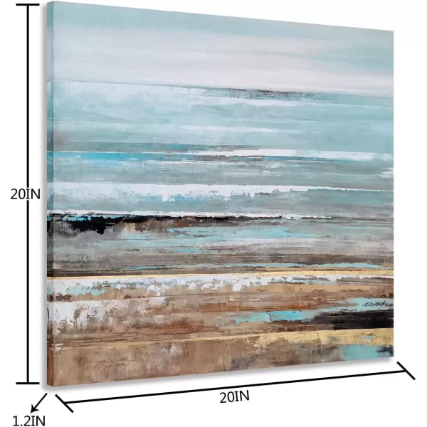 imageYihui Arts Blue Boat Canvas Wall Art  Abstract Ocean Painting with Textured  Rustic Beach Picture  Square Seascape Artwork for Living Room Bedroom Bathroom DecorAbstract Beach