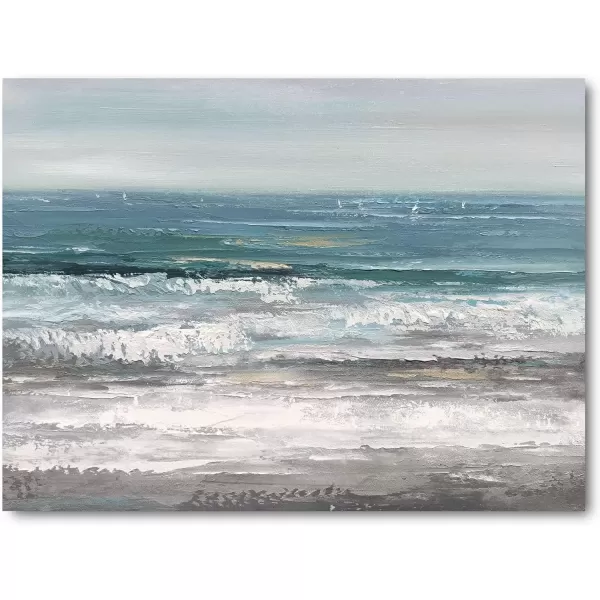 imageYihui Arts Coastal Canvas Art Oil Painting Hand Painted Blue and White Animal Picture Decor For Wall Hand Painted For Living RoomBeach