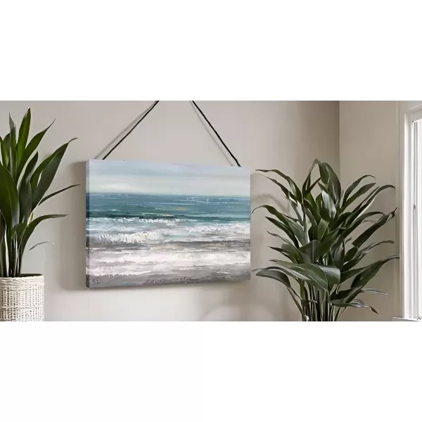 imageYihui Arts Coastal Canvas Art Oil Painting Hand Painted Blue and White Animal Picture Decor For Wall Hand Painted For Living RoomBeach