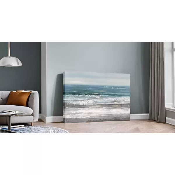 imageYihui Arts Coastal Canvas Art Oil Painting Hand Painted Blue and White Animal Picture Decor For Wall Hand Painted For Living RoomBeach