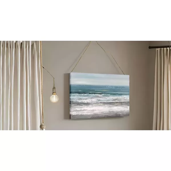 imageYihui Arts Coastal Canvas Art Oil Painting Hand Painted Blue and White Animal Picture Decor For Wall Hand Painted For Living RoomBeach