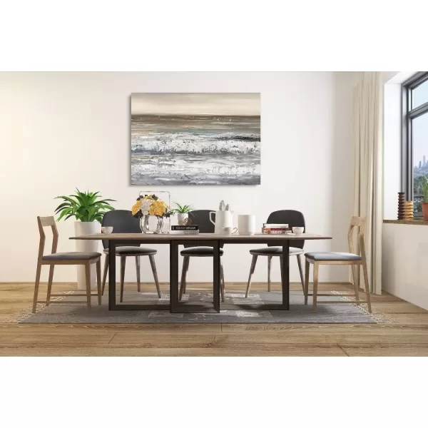 imageYihui Arts Coastal Canvas Art Oil Painting Hand Painted Blue and White Animal Picture Decor For Wall Hand Painted For Living RoomBrown Beach