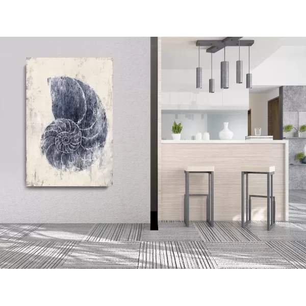 imageYihui Arts Coastal Canvas Art Oil Painting Hand Painted Blue and White Animal Picture Decor For Wall Hand Painted For Living RoomConch