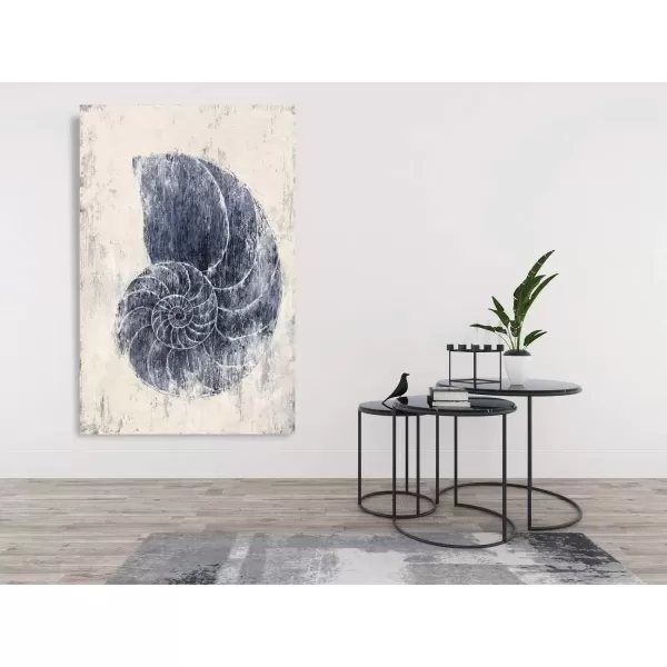 imageYihui Arts Coastal Canvas Art Oil Painting Hand Painted Blue and White Animal Picture Decor For Wall Hand Painted For Living RoomConch