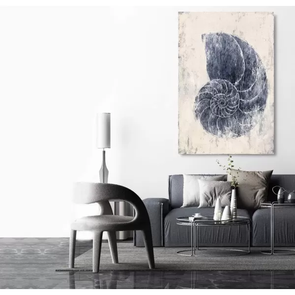 imageYihui Arts Coastal Canvas Art Oil Painting Hand Painted Blue and White Animal Picture Decor For Wall Hand Painted For Living RoomConch