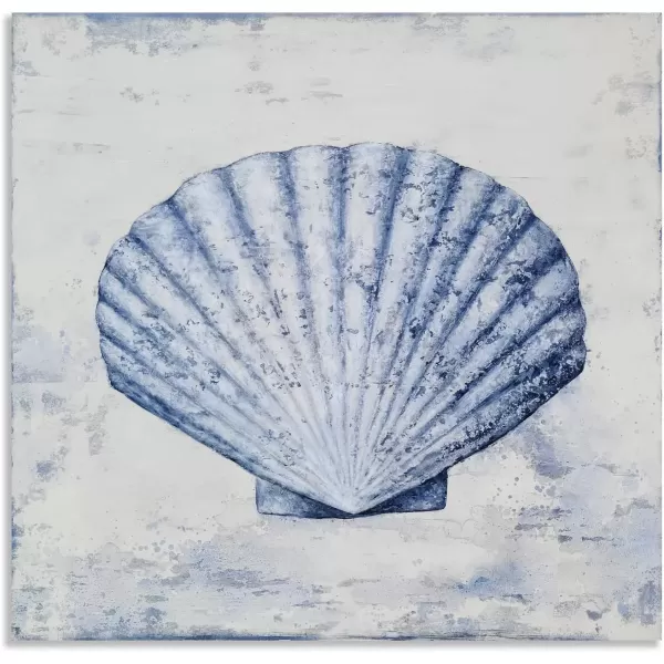 imageYihui Arts Coastal Canvas Art Oil Painting Hand Painted Blue and White Animal Picture Decor For Wall Hand Painted For Living RoomSea Shell