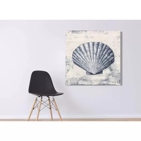 imageYihui Arts Coastal Canvas Art Oil Painting Hand Painted Blue and White Animal Picture Decor For Wall Hand Painted For Living RoomSea Shell