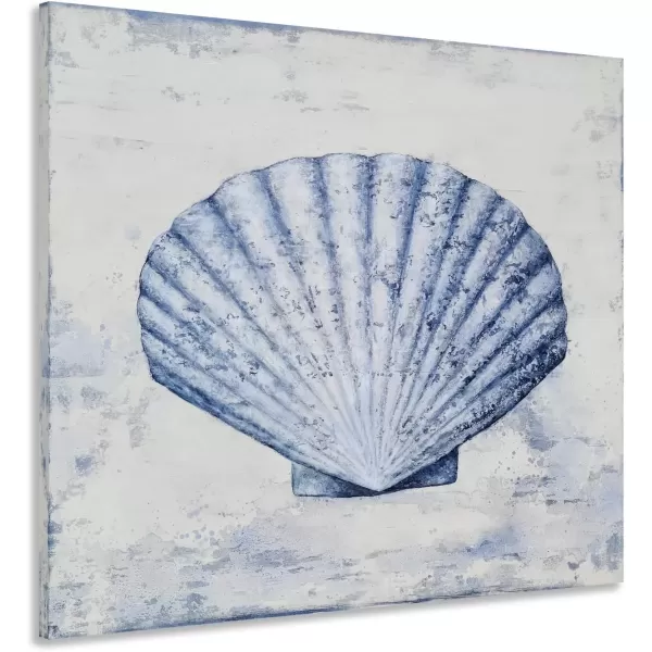 imageYihui Arts Coastal Canvas Art Oil Painting Hand Painted Blue and White Animal Picture Decor For Wall Hand Painted For Living RoomSea Shell