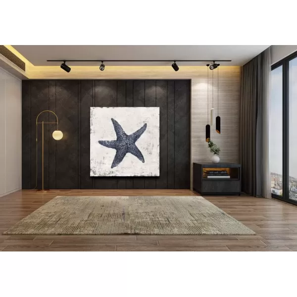 imageYihui Arts Coastal Canvas Art Oil Painting Hand Painted Blue and White Animal Picture Decor For Wall Hand Painted For Living RoomStarfish