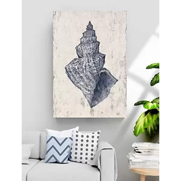 imageYihui Arts Coastal Canvas Art Oil Painting Hand Painted Blue and White Animal Picture Decor For Wall Hand Painted For Living Roomsea snail