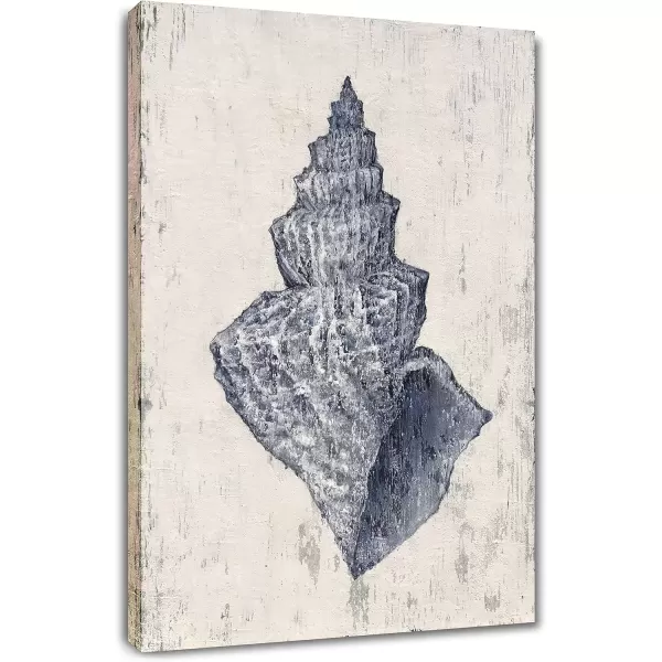 imageYihui Arts Coastal Canvas Art Oil Painting Hand Painted Blue and White Animal Picture Decor For Wall Hand Painted For Living Roomsea snail