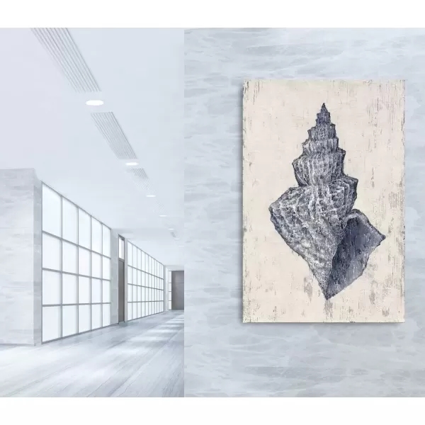 imageYihui Arts Coastal Canvas Art Oil Painting Hand Painted Blue and White Animal Picture Decor For Wall Hand Painted For Living Roomsea snail