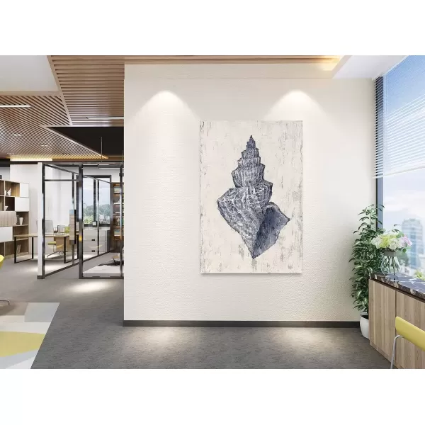 imageYihui Arts Coastal Canvas Art Oil Painting Hand Painted Blue and White Animal Picture Decor For Wall Hand Painted For Living Roomsea snail
