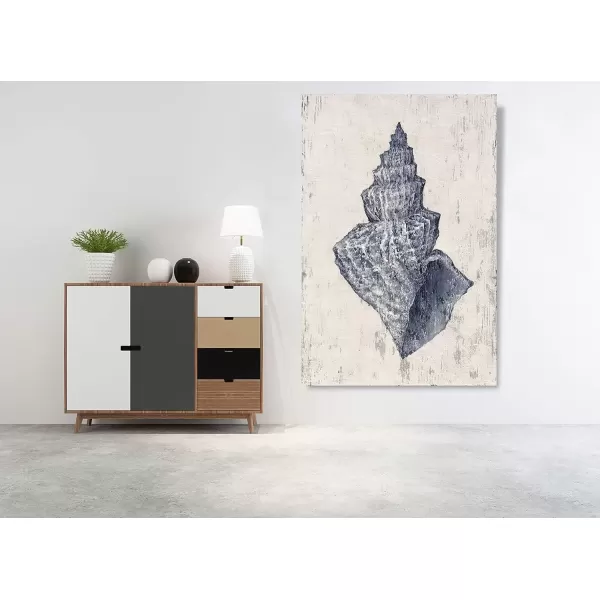 imageYihui Arts Coastal Canvas Art Oil Painting Hand Painted Blue and White Animal Picture Decor For Wall Hand Painted For Living Roomsea snail