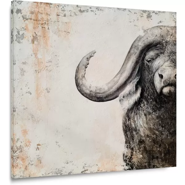 imageYihui Arts Coastal Canvas Wall Art Set Of Two Hand Painted Blue and White Crab Paintings Modern Abstract Animal Nautical Artwork with Gold Foil for Living Room Bedroom Bathroom Nursery DecorAfrican Buffalo