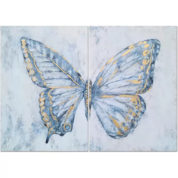 imageYihui Arts Coastal Canvas Wall Art Set Of Two Hand Painted Blue and White Crab Paintings Modern Abstract Animal Nautical Artwork with Gold Foil for Living Room Bedroom Bathroom Nursery DecorButterfly