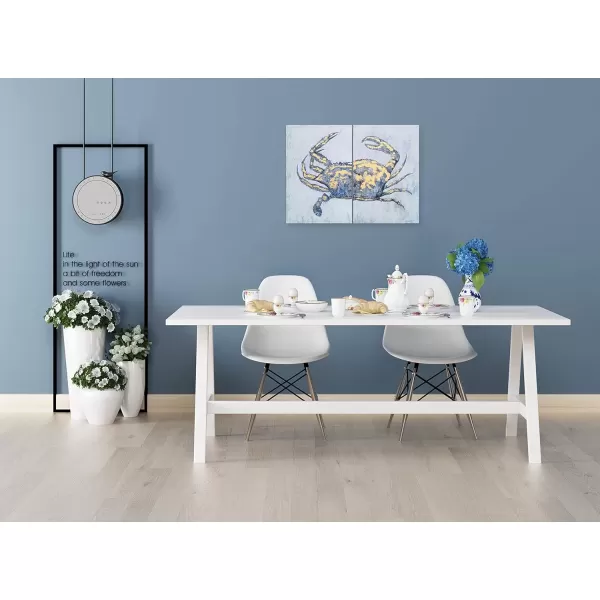 imageYihui Arts Coastal Canvas Wall Art Set Of Two Hand Painted Blue and White Crab Paintings Modern Abstract Animal Nautical Artwork with Gold Foil for Living Room Bedroom Bathroom Nursery DecorCrab