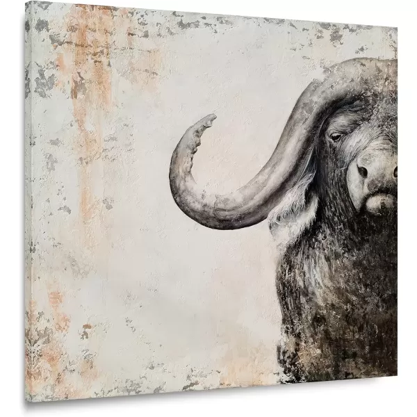 imageYihui Arts Coastal Canvas Wall Art Set Of Two Hand Painted Blue and White Crab Paintings Modern Abstract Animal Nautical Artwork with Gold Foil for Living Room Bedroom Bathroom Nursery DecorAfrican Buffalo
