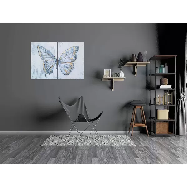 imageYihui Arts Coastal Canvas Wall Art Set Of Two Hand Painted Blue and White Crab Paintings Modern Abstract Animal Nautical Artwork with Gold Foil for Living Room Bedroom Bathroom Nursery DecorButterfly