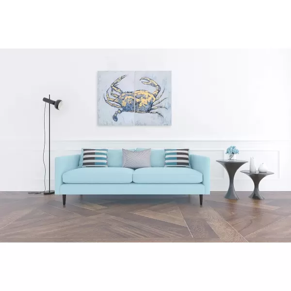 imageYihui Arts Coastal Canvas Wall Art Set Of Two Hand Painted Blue and White Crab Paintings Modern Abstract Animal Nautical Artwork with Gold Foil for Living Room Bedroom Bathroom Nursery DecorCrab