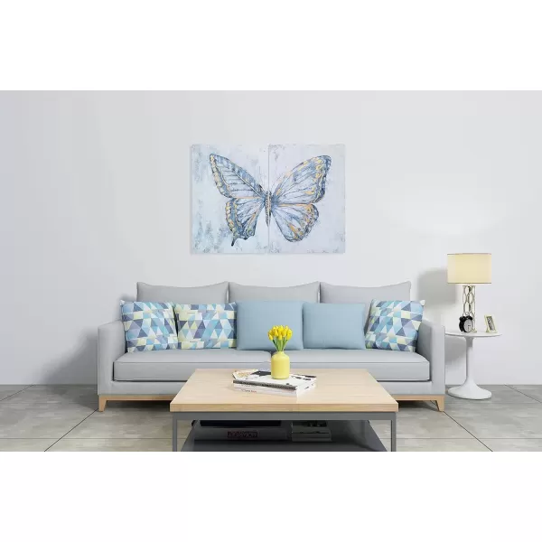 imageYihui Arts Coastal Canvas Wall Art Set Of Two Hand Painted Blue and White Crab Paintings Modern Abstract Animal Nautical Artwork with Gold Foil for Living Room Bedroom Bathroom Nursery DecorButterfly