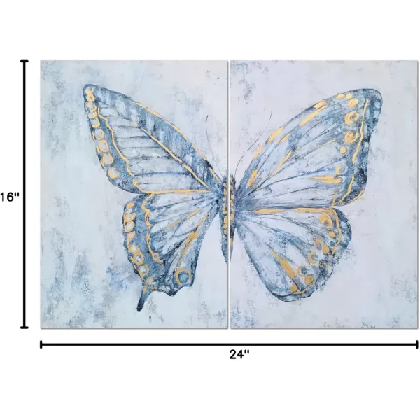 imageYihui Arts Coastal Canvas Wall Art Set Of Two Hand Painted Blue and White Crab Paintings Modern Abstract Animal Nautical Artwork with Gold Foil for Living Room Bedroom Bathroom Nursery DecorButterfly