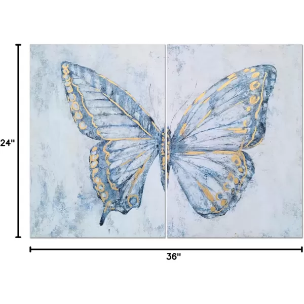 imageYihui Arts Coastal Canvas Wall Art Set Of Two Hand Painted Blue and White Crab Paintings Modern Abstract Animal Nautical Artwork with Gold Foil for Living Room Bedroom Bathroom Nursery DecorButterfly
